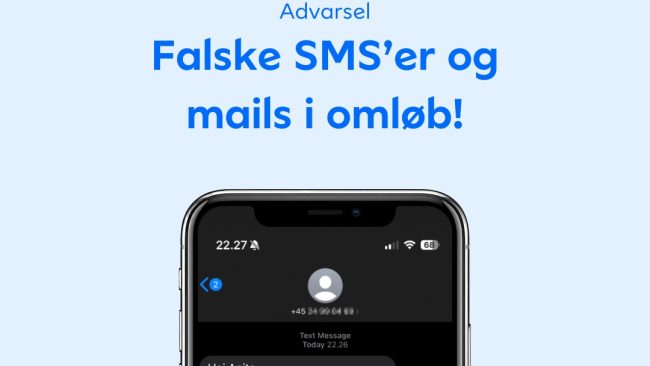 Telefon med eksempel af phishingbesked