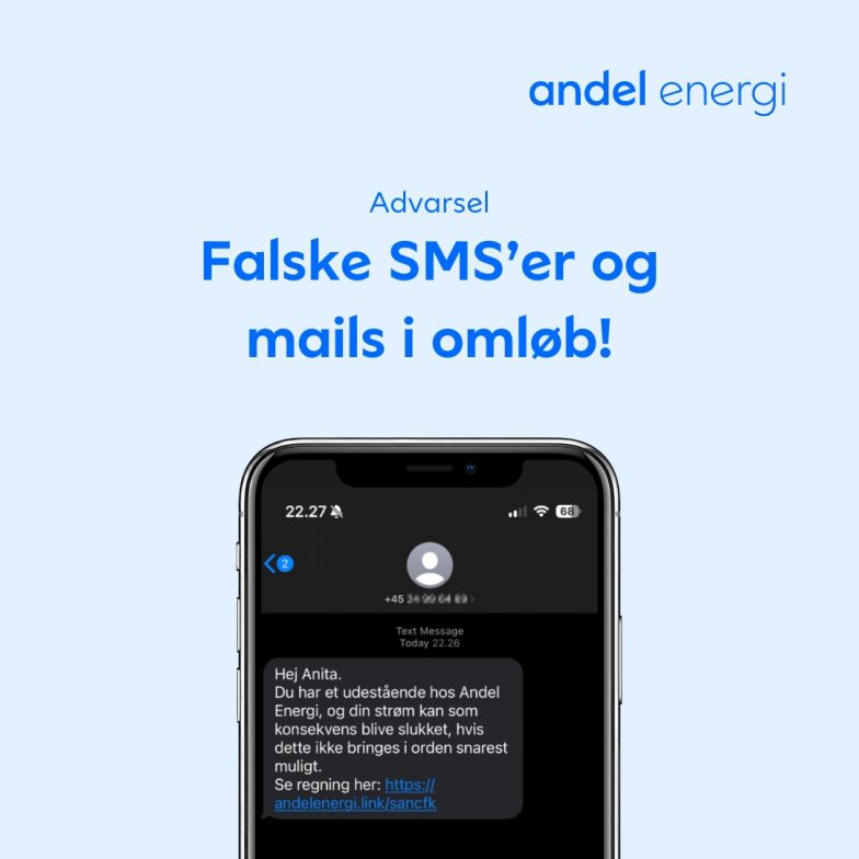 Telefon med eksempel af phishingbesked